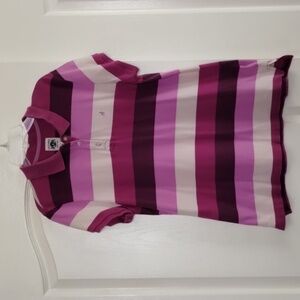 Old Navy size large graphic stripes pinks and purple athletic prep polo top